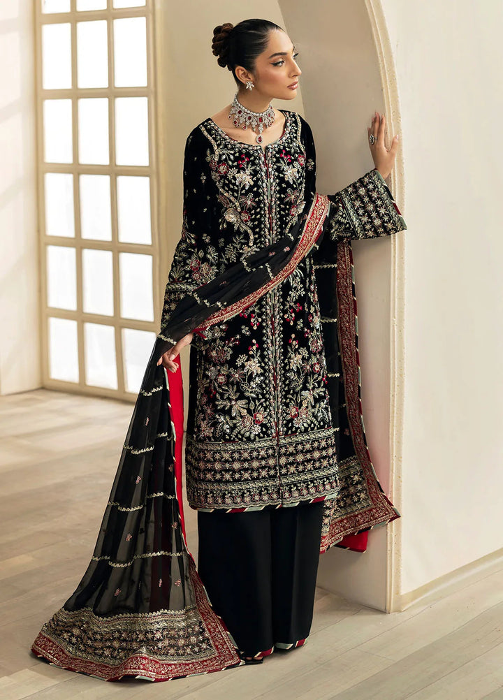 Celeste by Gulaal Embroidered Velvet Suit Unstitched 3 Piece GL-UV-24-06 Raven - Formal Collection
