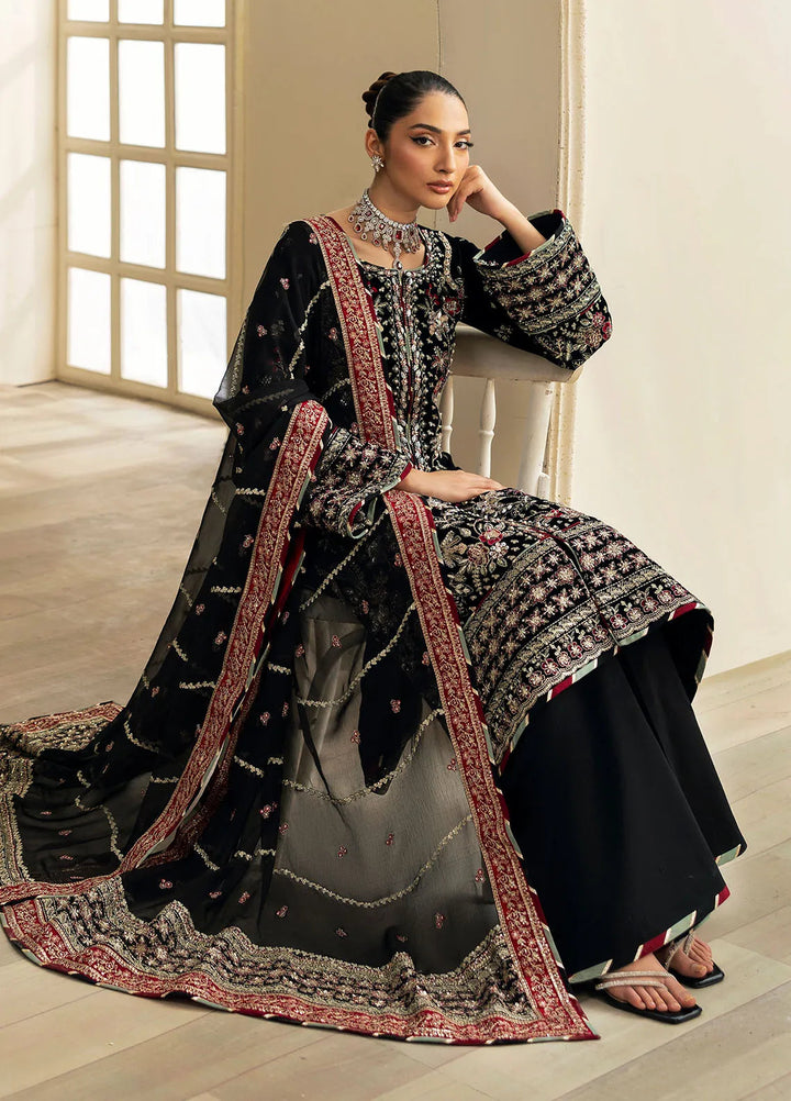 Celeste by Gulaal Embroidered Velvet Suit Unstitched 3 Piece GL-UV-24-06 Raven - Formal Collection