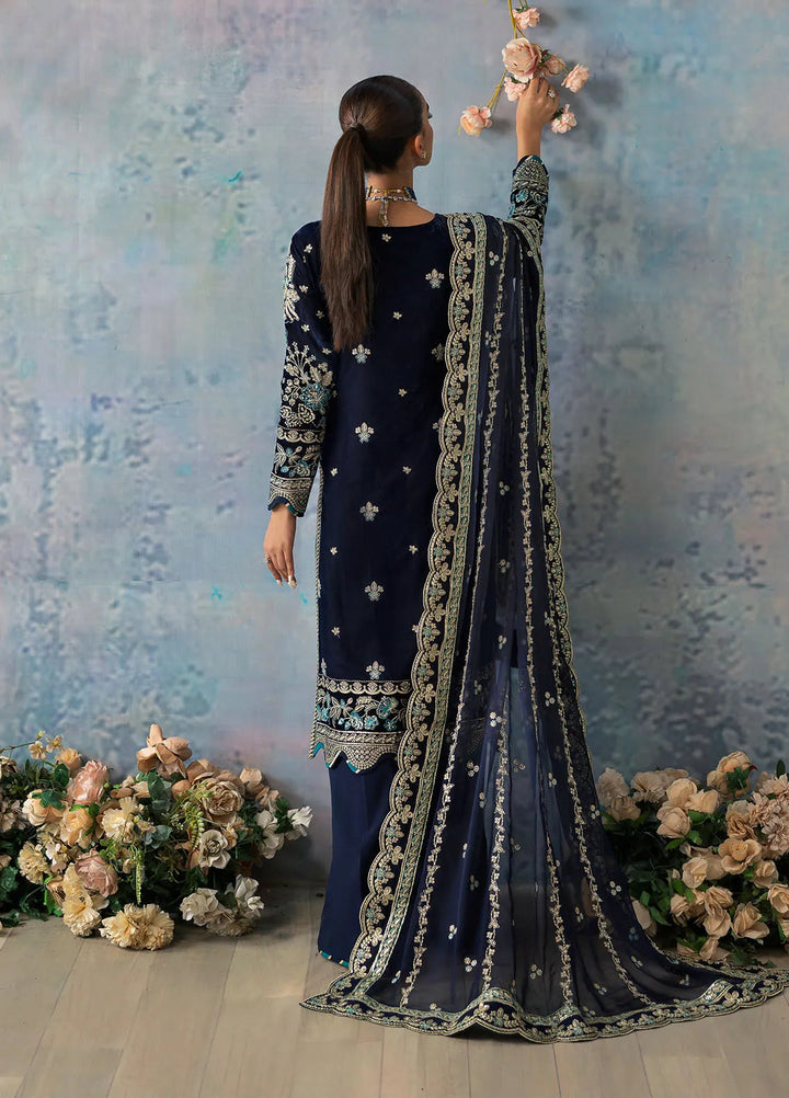 Celeste by Gulaal Embroidered Velvet Suit Unstitched 3 Piece GL-UV-24-07 Azure - Formal Collection