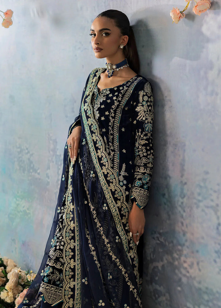 Celeste by Gulaal Embroidered Velvet Suit Unstitched 3 Piece GL-UV-24-07 Azure - Formal Collection