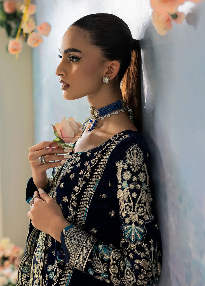 Celeste by Gulaal Embroidered Velvet Suit Unstitched 3 Piece GL-UV-24-07 Azure - Formal Collection