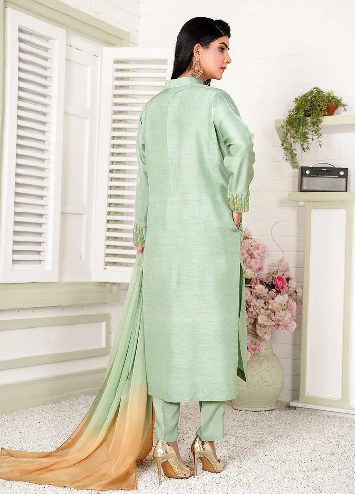 Celeste by Hadia Batool Pret Embroidered Raw Silk 3 Piece Suit Serene
