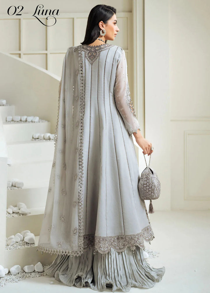 Celine by Alizeh Fashion Embroidered Chiffon Suit Unstitched 3 Piece AFB25C D-02 Luna - Formals Collection