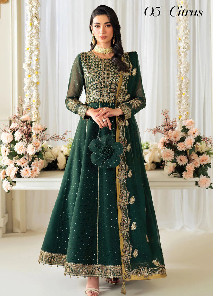 Celine by Alizeh Fashion Embroidered Chiffon Suit Unstitched 3 Piece AFB25C D-03 Citrus - Formals Collection