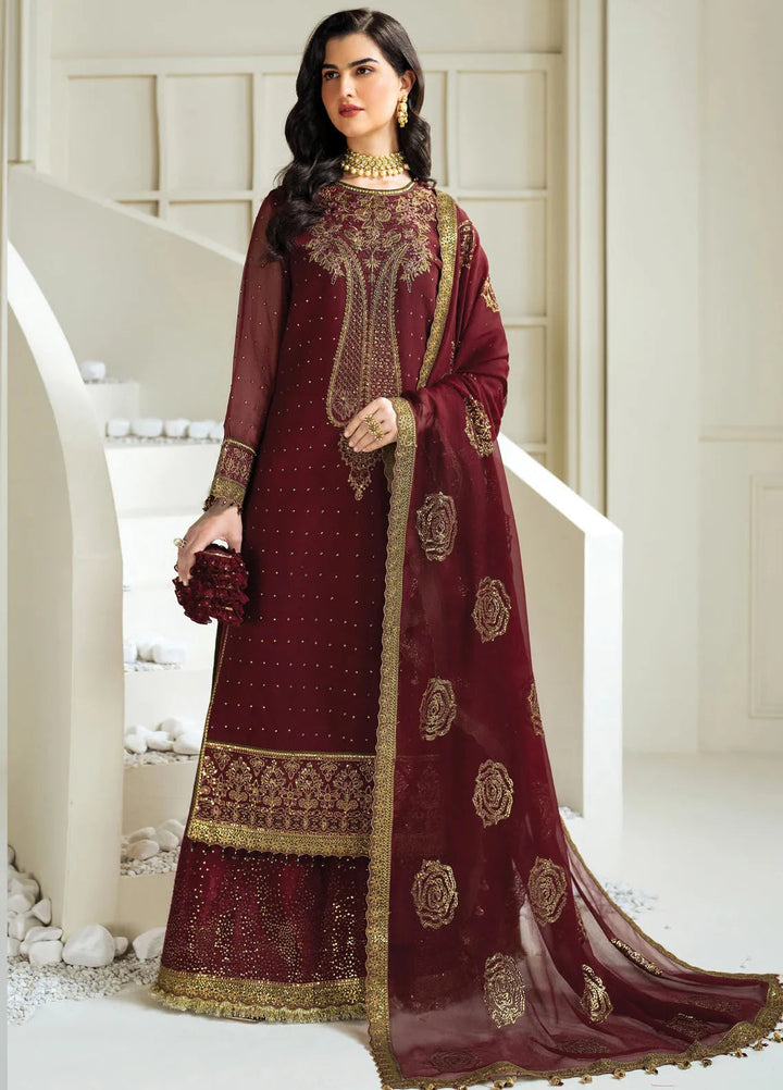 Celine by Alizeh Fashion Embroidered Chiffon Suit Unstitched 3 Piece AFB25C D-07 Gina - Formals Collection