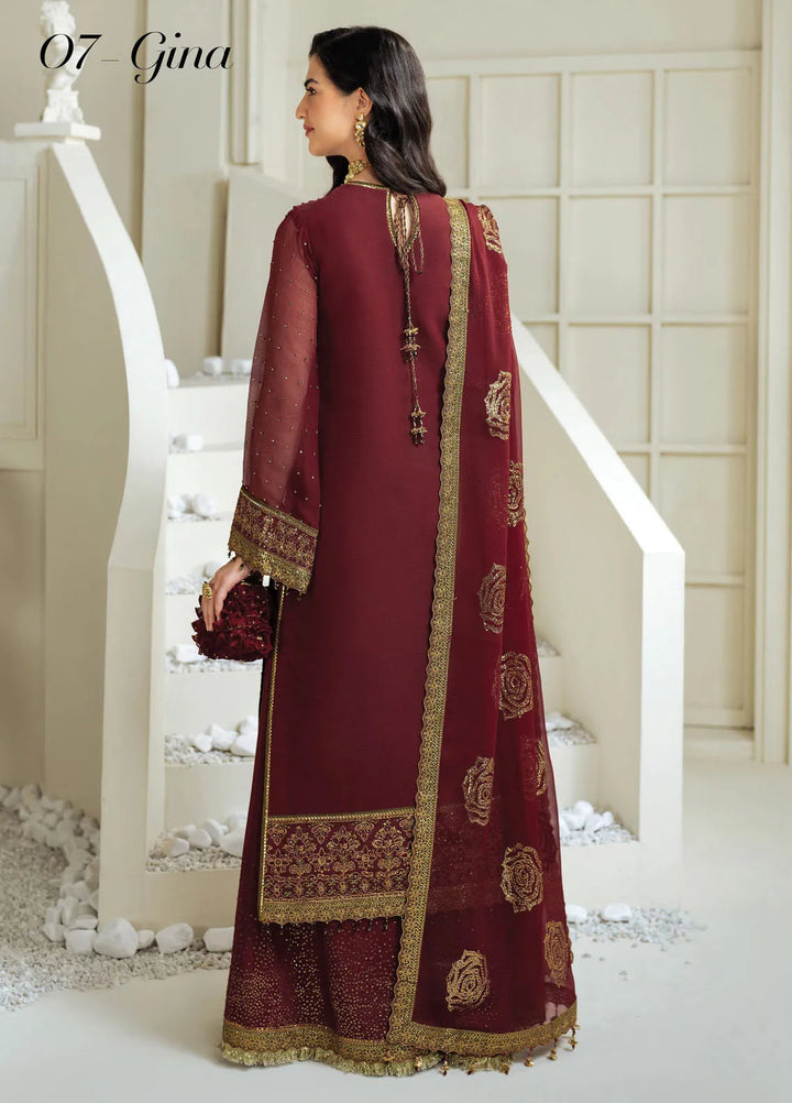 Celine by Alizeh Fashion Embroidered Chiffon Suit Unstitched 3 Piece AFB25C D-07 Gina - Formals Collection