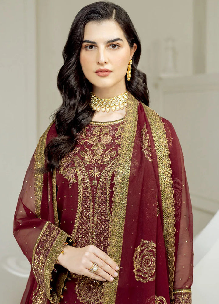 Celine by Alizeh Fashion Embroidered Chiffon Suit Unstitched 3 Piece AFB25C D-07 Gina - Formals Collection