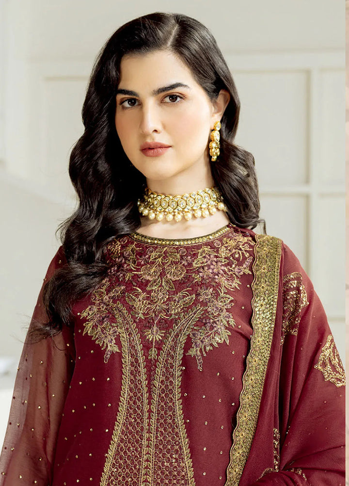 Celine by Alizeh Fashion Embroidered Chiffon Suit Unstitched 3 Piece AFB25C D-07 Gina - Formals Collection