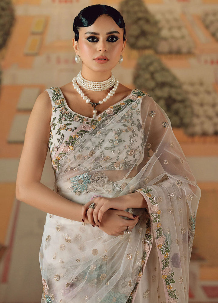 Chamak Dhamak by Fozia Khalid Pret Embelished Net Saree FK-9003 Mu dikhai