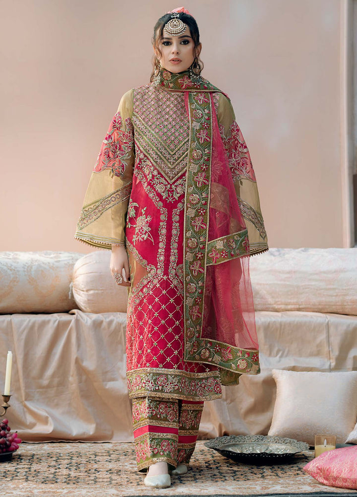 Chamak Dhamak by Fozia Khalid Pret Embelished Organza 4 Piece Suit FK-9005 Doli