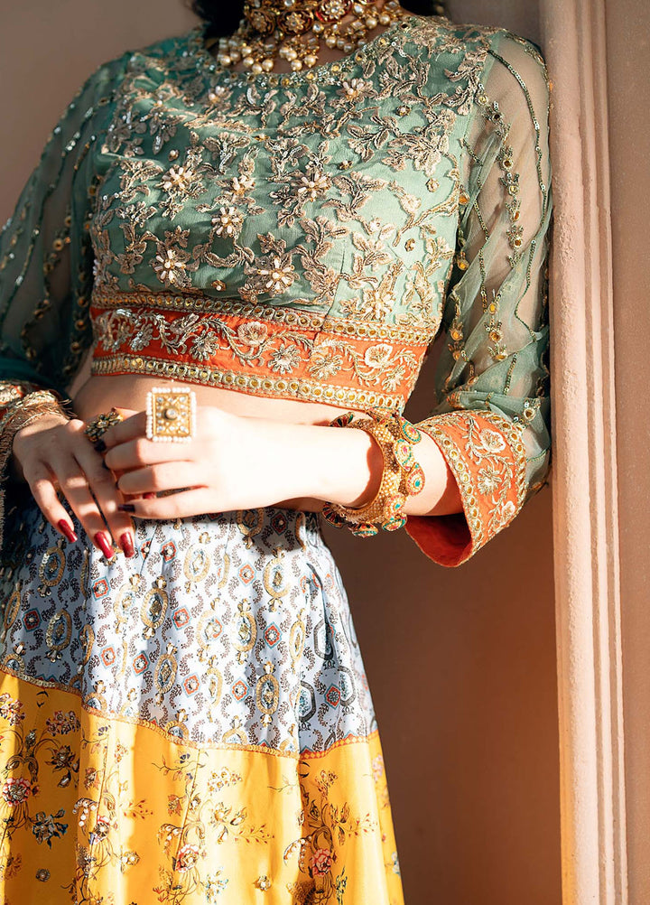 Chamak Dhamak by Fozia Khalid Pret Embelished Organza Lahenga FK-9004 Shagun