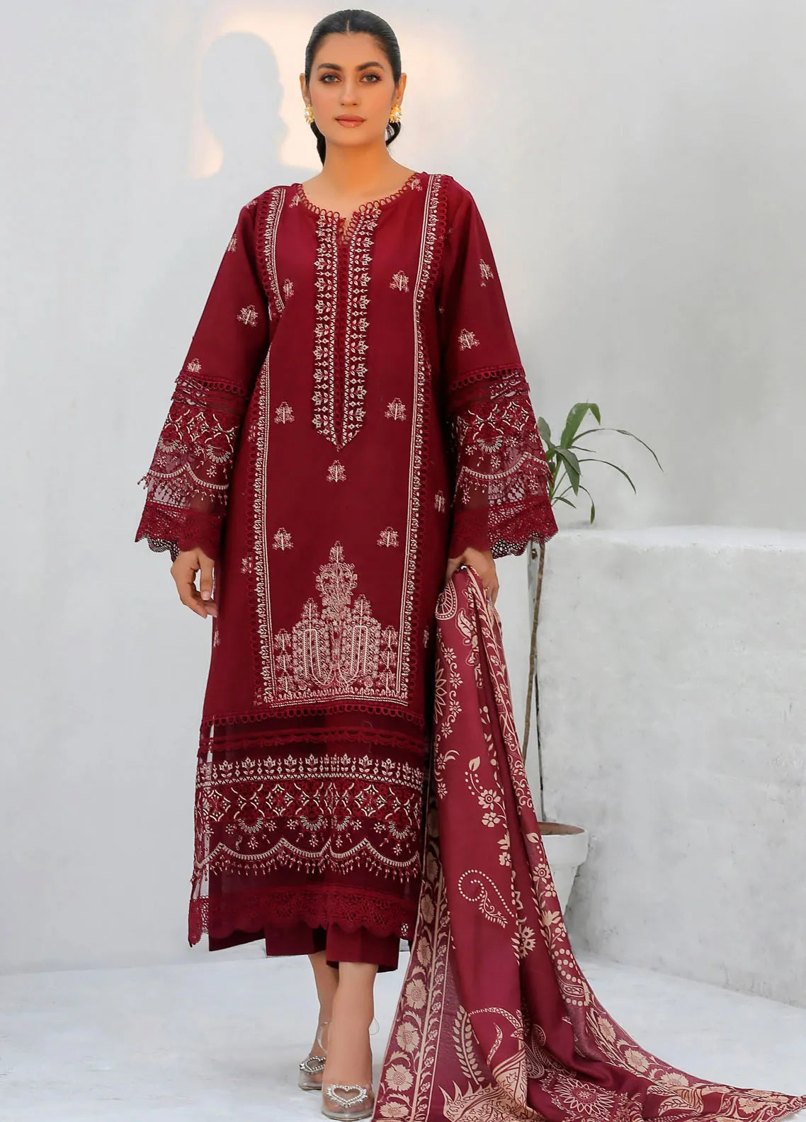 Chandan Nagri Pret Embroidered Lawn 3 Piece Suit Freesia
