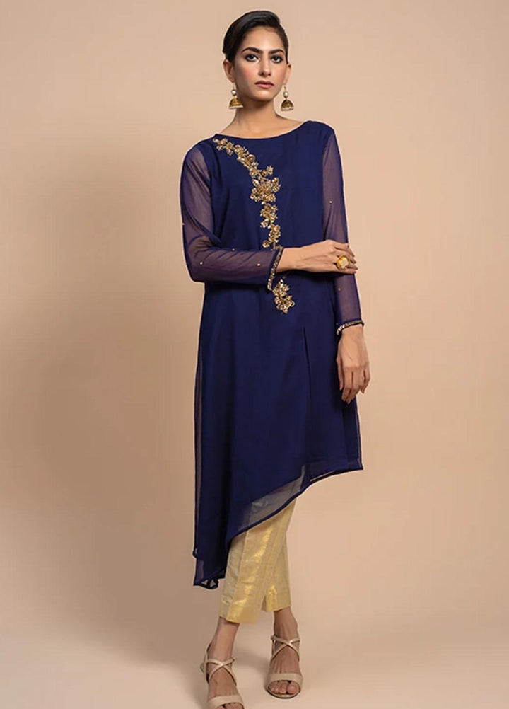 Change Festive Pret  Chiffon Shirt CK2391 Navy Blue