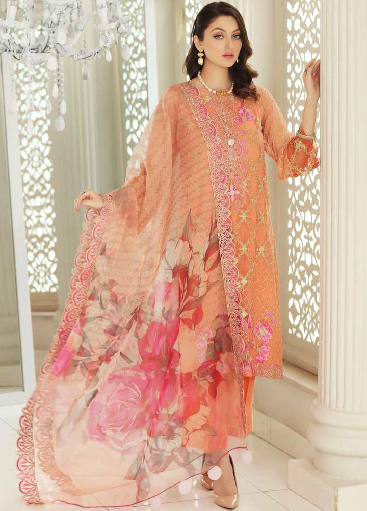 Charizma Embroidered Chiffon Suits Unstitched 3 Piece CRZ21AE CAL-004 - Luxury Collection