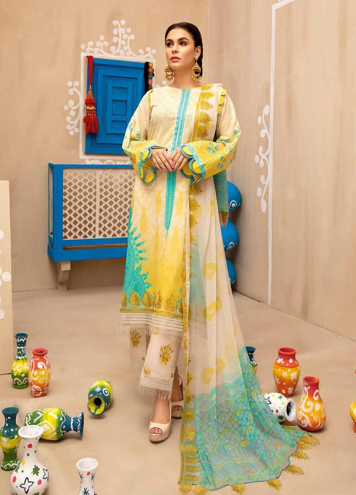 Chunri By Charizma Embroidered Lawn Suits Unstitched 3 Piece CRZ21CH 05 - Luxury Collection
