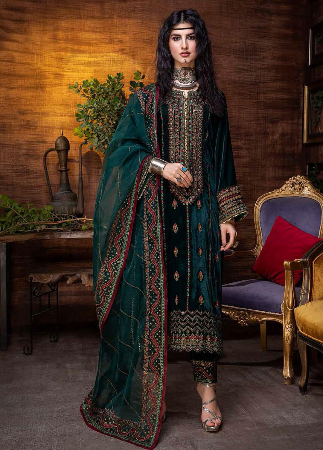 Signora By Charizma Embroidered Velvet Suits Unstitched 3 Piece CRZ21SV CVT-08 - Winter Collection