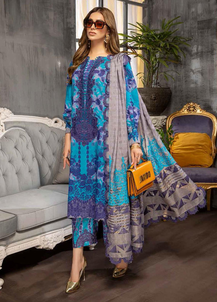 Charizma Embroidered Viscose Silk Suits Unstitched 3 Piece CRZ21VW CVS-01 Blue Away - Winter Collection