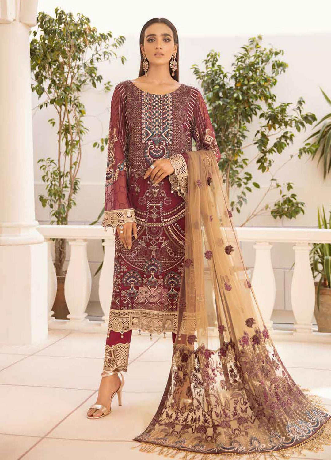 Chevron by Ramsha Embroidered Chiffon Suits Unstitched 3 Piece RSH21CH-4 A-401 - Formals Collection