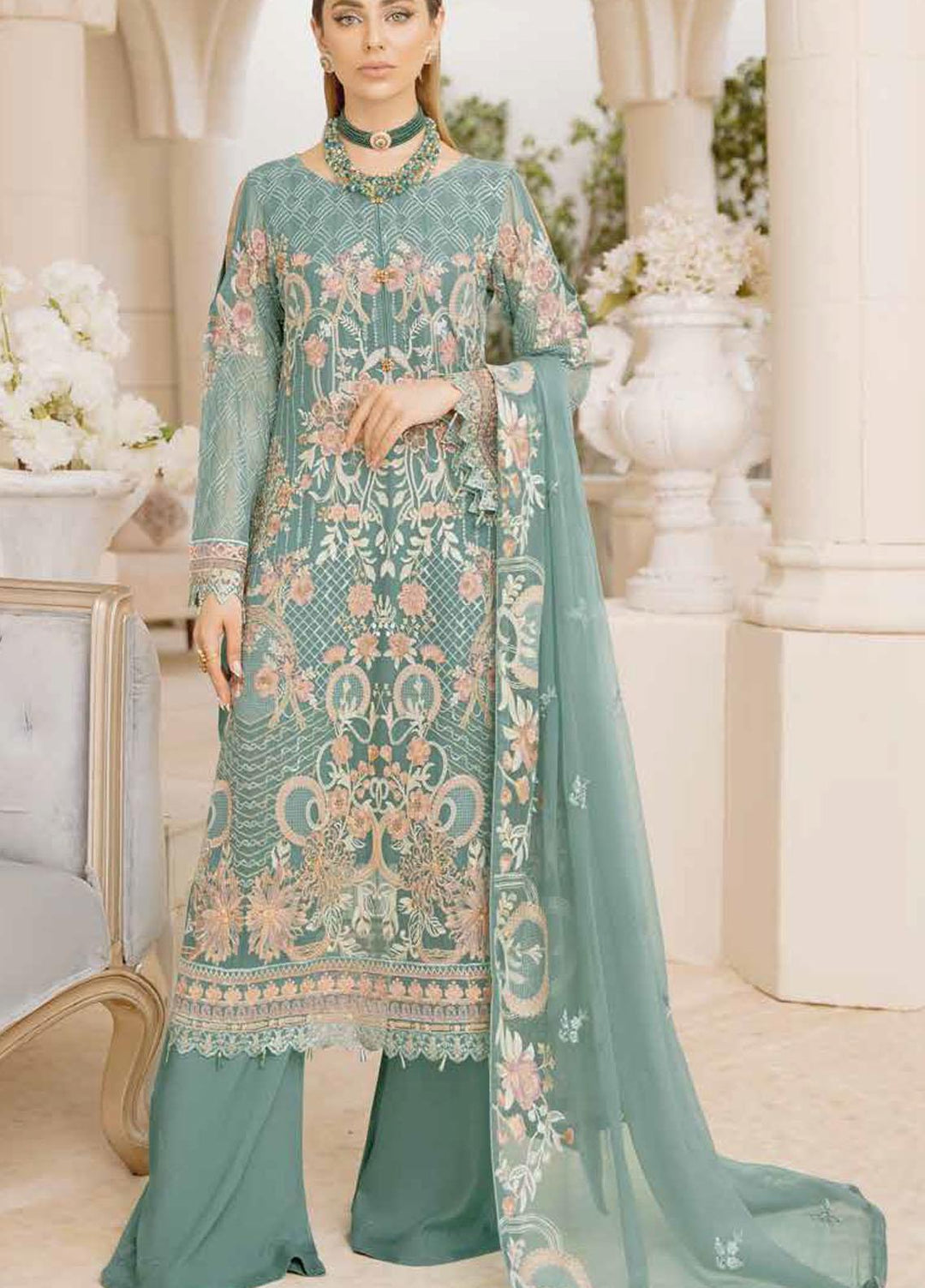 Chevron by Ramsha Embroidered Chiffon Suits Unstitched 3 Piece RSH21CH-4 A-411 - Formals Collection