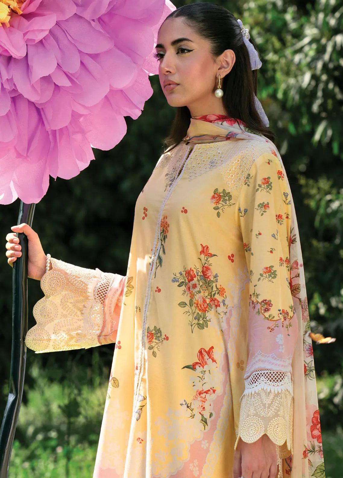 Tara By Sardinia Embroidered Organza Suits Unstitched 3 Piece SRD24T D-02 Ebony - Festive Collection