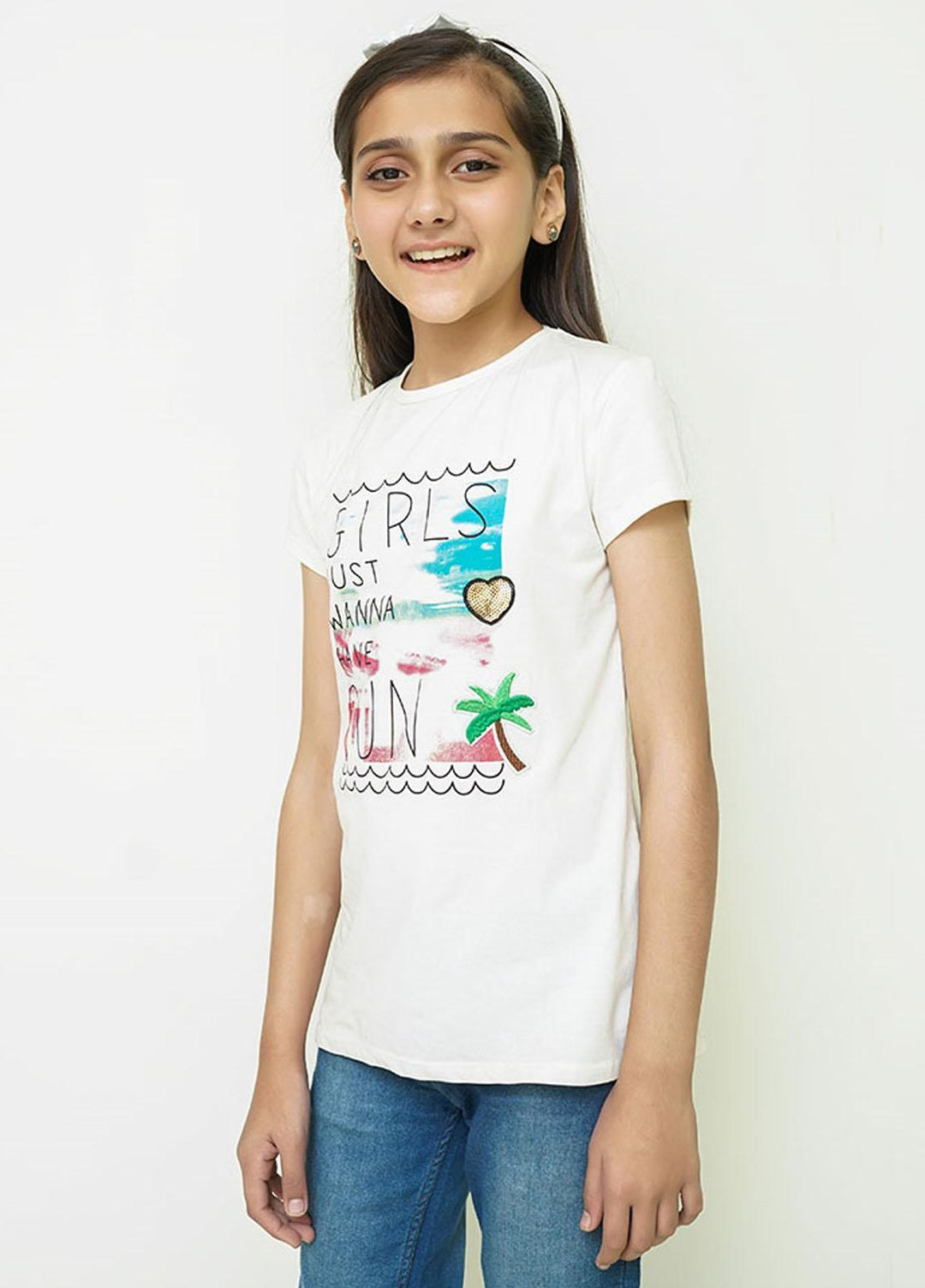 Ochre T-Shirt for Girls - Cotton Stretch Jersey
