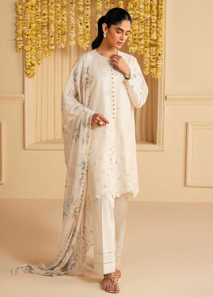 Cross Stitch Chikankari Lawn Suits Unstitched 3 Piece CS25CP Gardenia Muse - Summer Collection