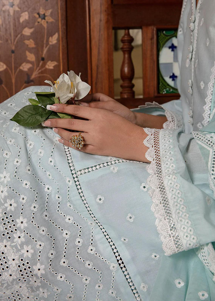 Cross Stitch Embroidered Lawn Suits Unstitched 3 Piece CS23CK BLUE GLAZE - Summer Collection