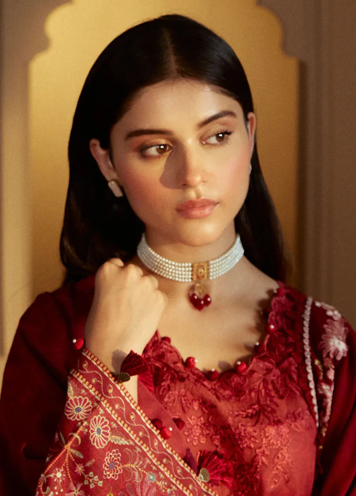 Cross Stitch Embroidered Khaddar Suits Unstitched 3 Piece CS24W Garnet Rime - Winter Collection