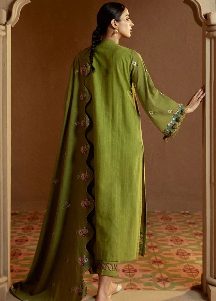 Cross Stitch Embroidered Khaddar Suits Unstitched 3 Piece CS24W Green Oasis - Winter Collection