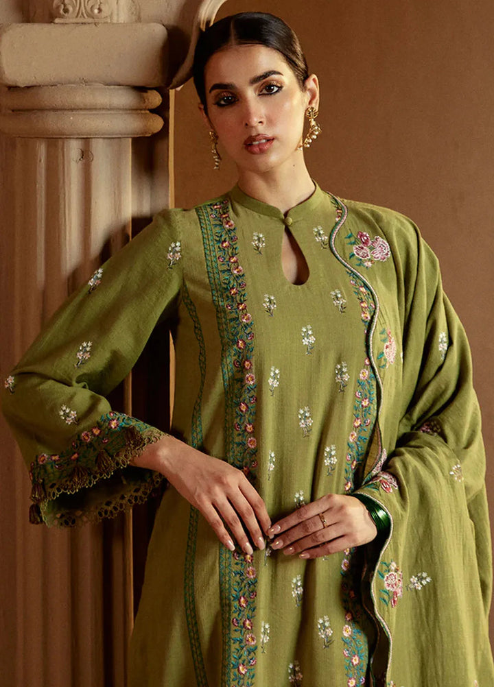 Cross Stitch Embroidered Khaddar Suits Unstitched 3 Piece CS24W Green Oasis - Winter Collection