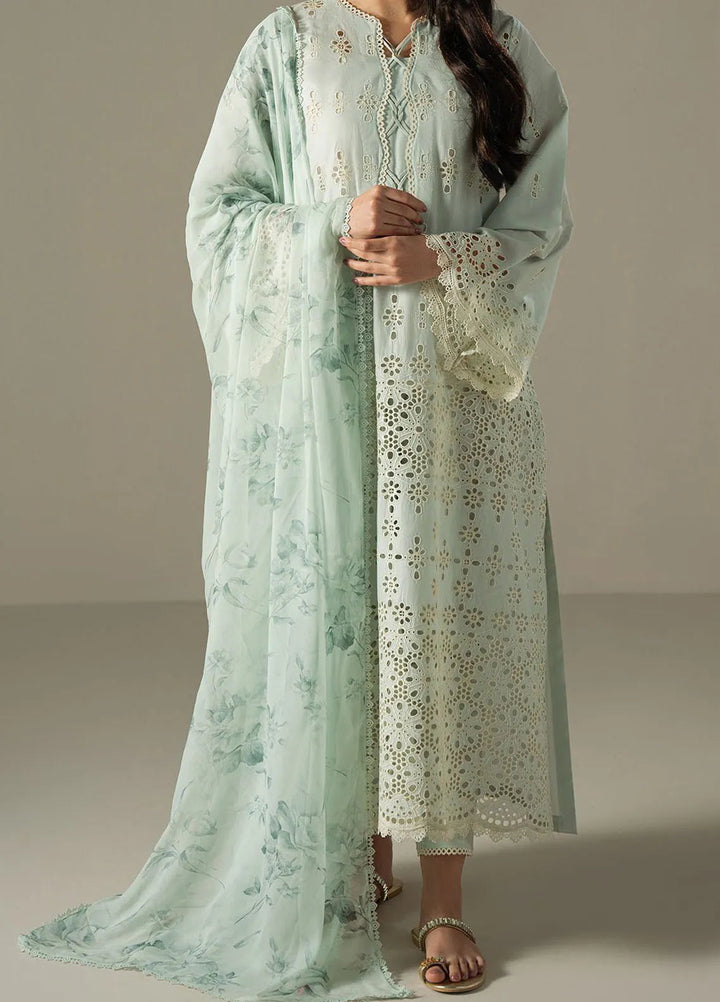 Cross Stitch Embroidered Lawn Suit Unstitched 3 Piece CS25CS Blue Aura - Summer Collection