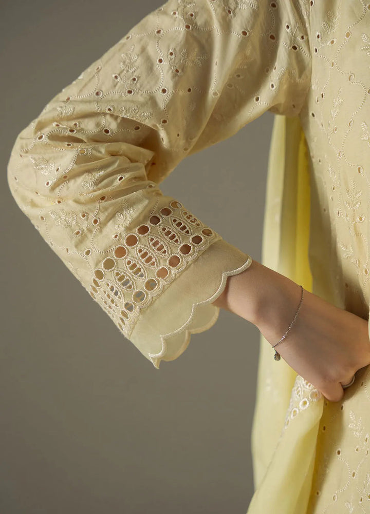 Cross Stitch Embroidered Lawn Suit Unstitched 3 Piece CS25CS Lemon Zest - Summer Collection
