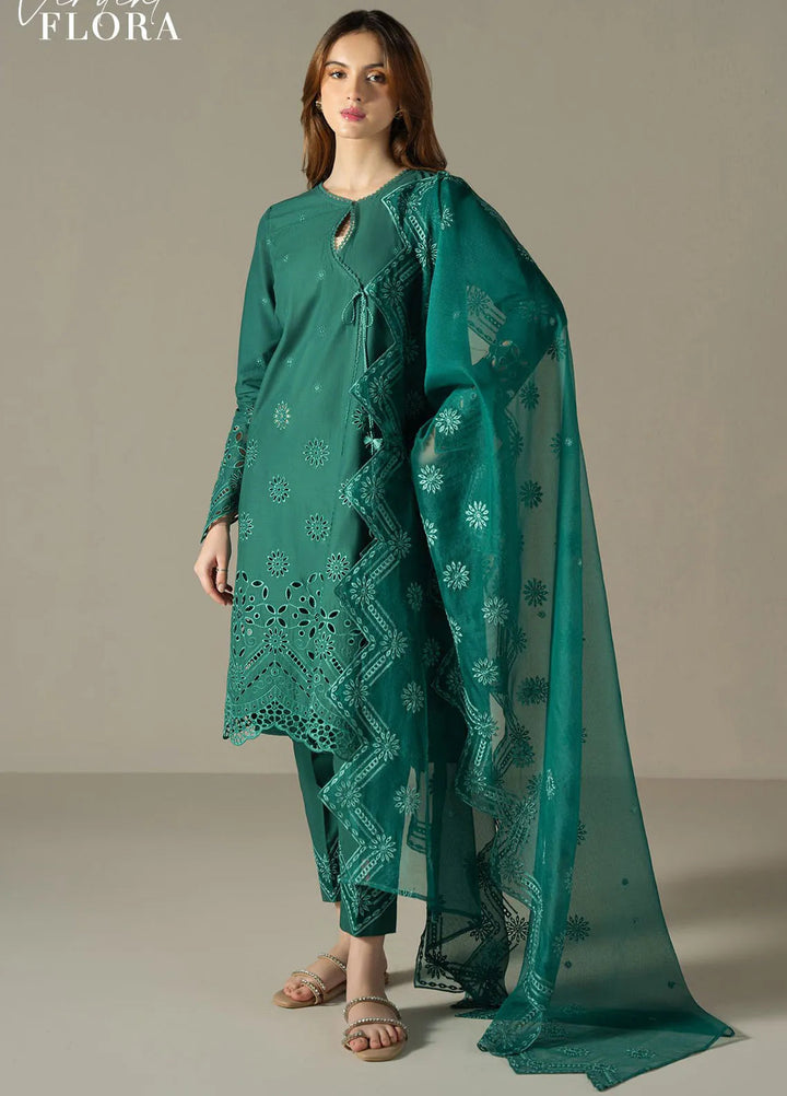 Cross Stitch Embroidered Lawn Suit Unstitched 3 Piece CS25CS Verdant Flora - Summer Collection
