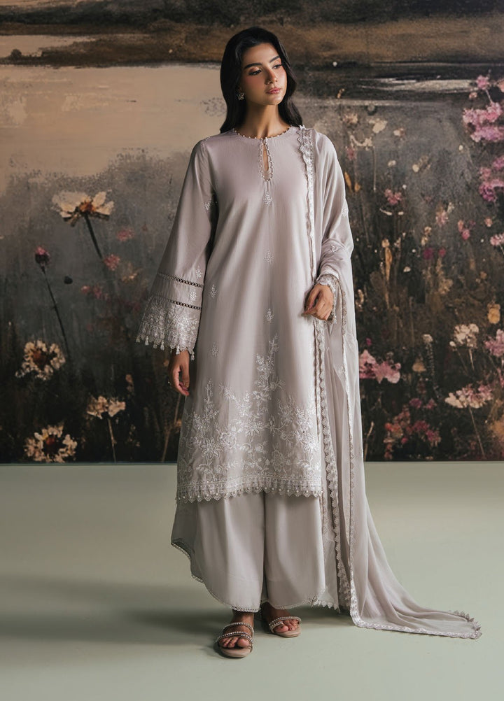 Cross Stitch Embroidered Lawn Suits Unstitched 3 Piece CS25UE D-01 Ash Rose - Summer Collection