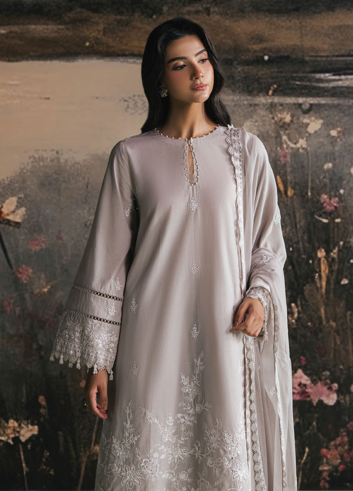Cross Stitch Embroidered Lawn Suits Unstitched 3 Piece CS25UE D-01 Ash Rose - Summer Collection