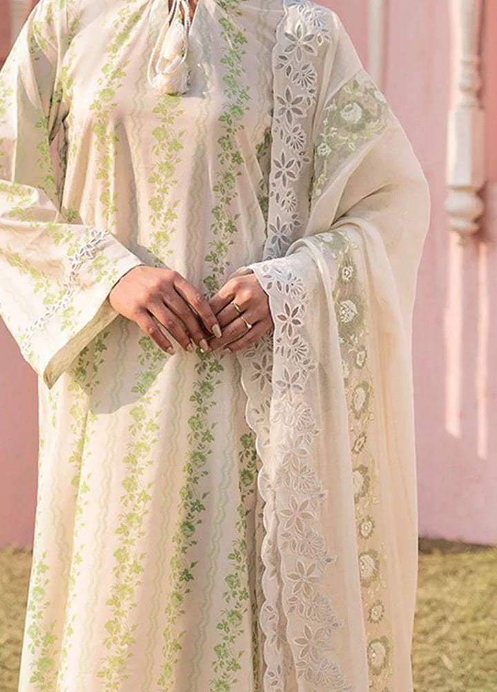 Cross Stitch Embroidered Lawn Suits Unstitched 3 Piece Green Trells - Summer Collection