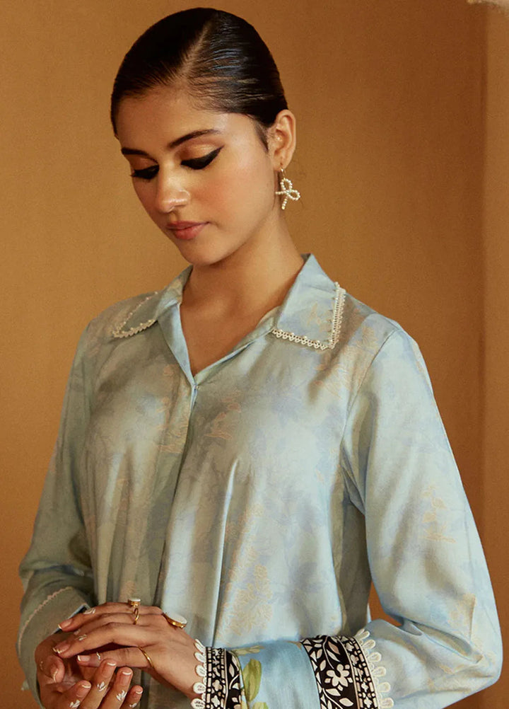 Cross Stitch Embroidered Linen Suits Unstitched 3 Piece CS24W Azure Wisteria - Winter Collection