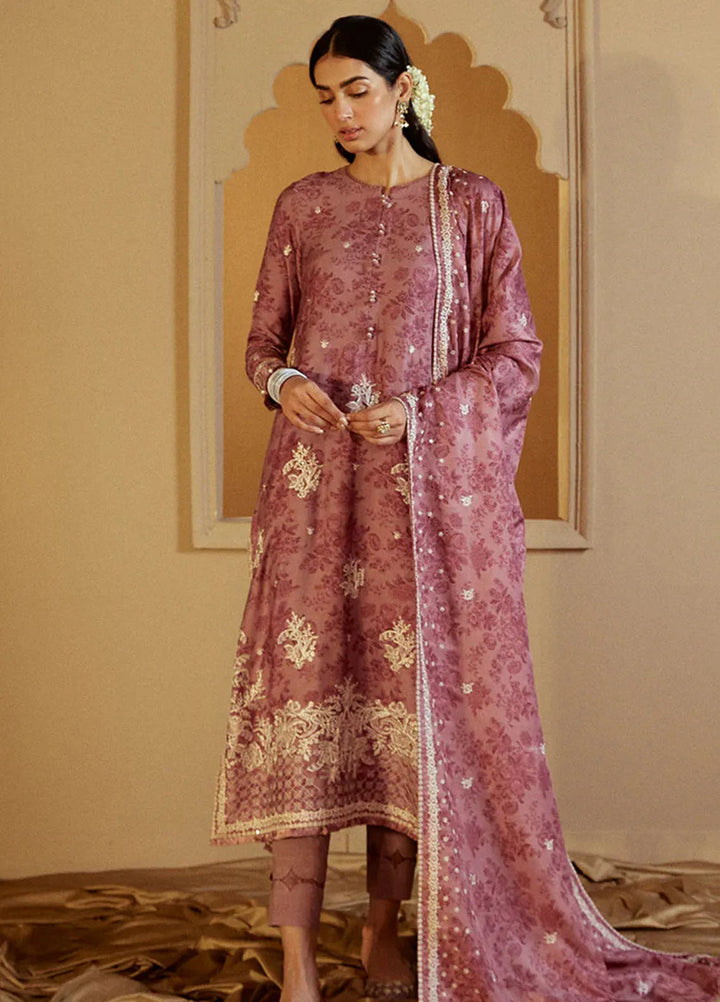 Cross Stitch Embroidered Marina Suits Unstitched 3 Piece CS24W Mauve Dream - Winter Collection