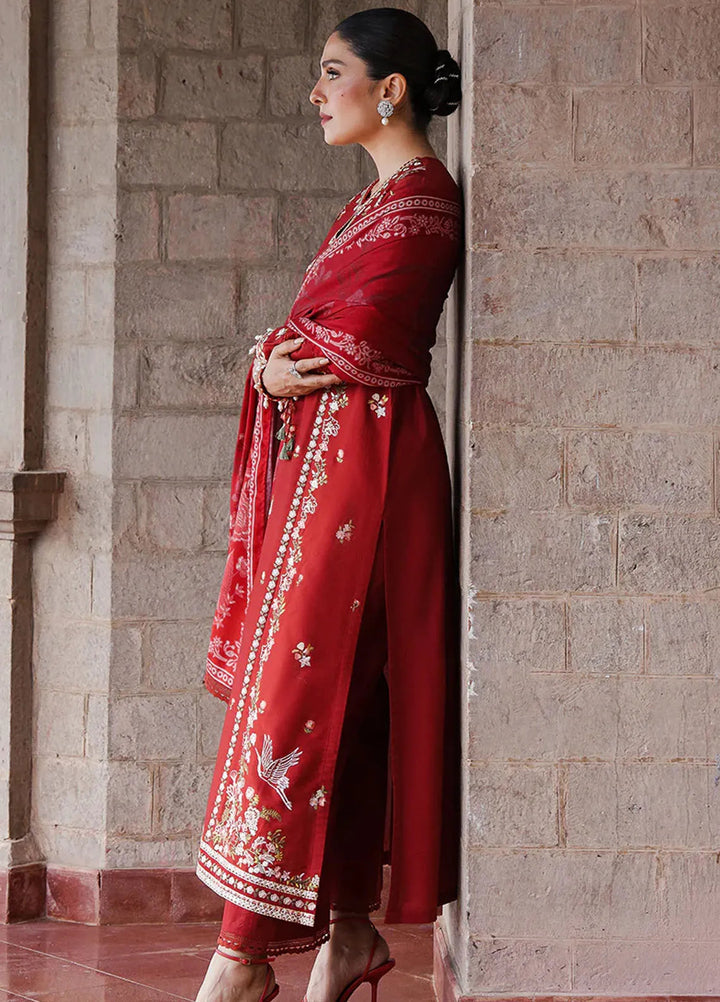 Cross Stitch Embroidered Satin Suit Unstitched 3 Piece CS24S Ruby Whisper - Luxury Collection