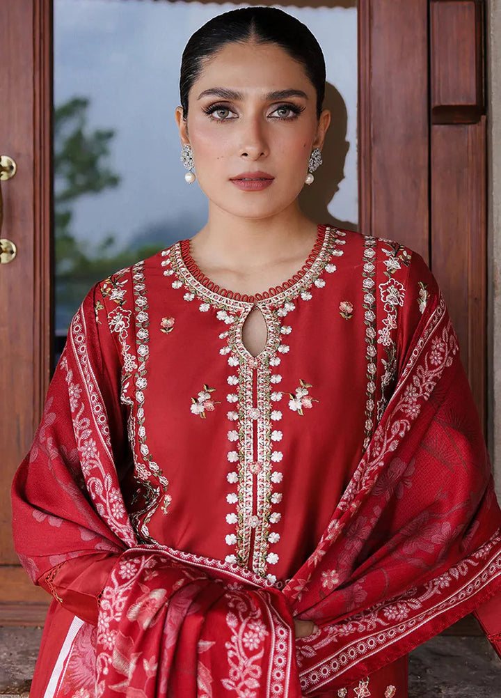 Cross Stitch Embroidered Satin Suit Unstitched 3 Piece CS24S Ruby Whisper - Luxury Collection