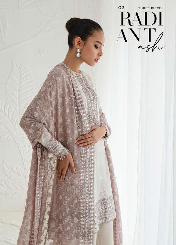 Luxe Atelier By Cross Stitch Embroidered Silk Suits Unstitched 3 Piece CS23LA 03 Radiant Ash - Luxury Collection