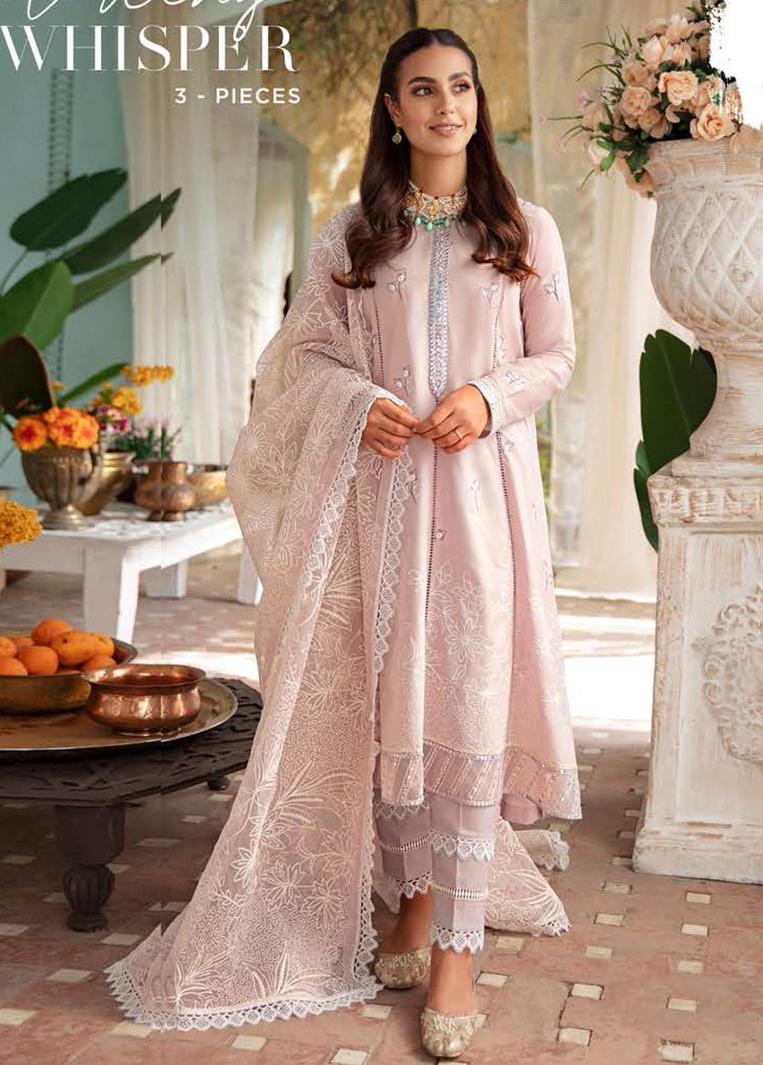Mehrbano By Cross Stitch Embroidered Lawn Suits Unstitched 3 Piece CS22ME 15 STERLING VVHISPER - Premium Collection