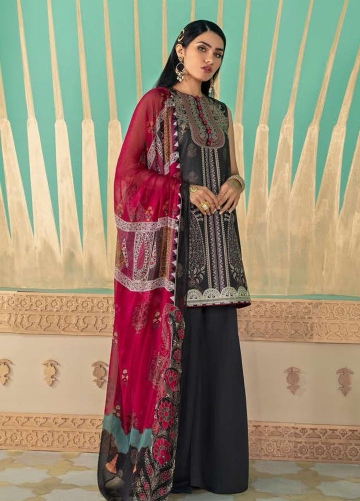 Cross Stitch Embroidered Lawn Suits Unstitched 3 Piece CS21SU 17-BLACK ODYSSEY - Luxury Collection