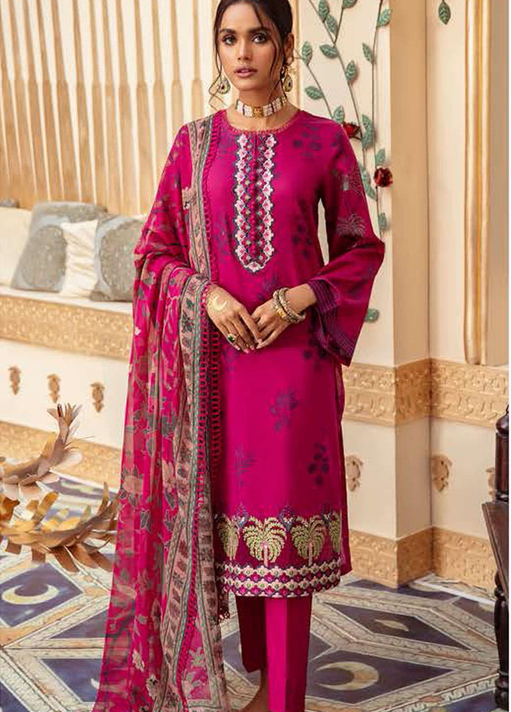 Cross Stitch Embroidered Lawn Suits Unstitched 3 Piece CS21SU 19-FUSCHIA STRUT - Luxury Collection