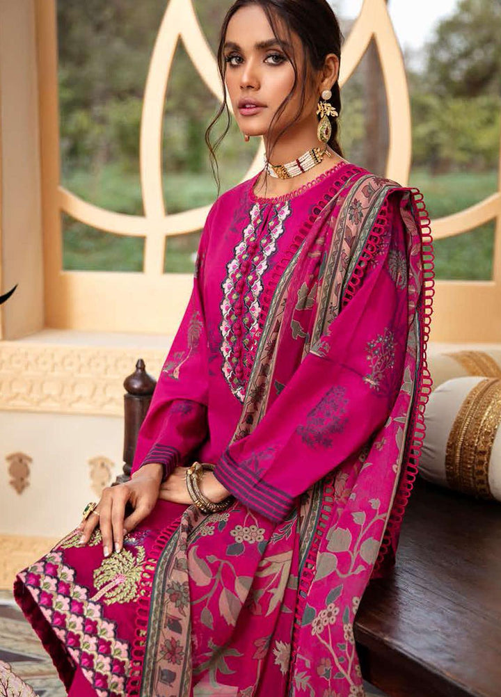 Cross Stitch Embroidered Lawn Suits Unstitched 3 Piece CS21SU 19-FUSCHIA STRUT - Luxury Collection