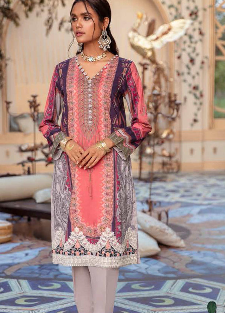 Cross Stitch Embroidered Lawn Suits Unstitched 2 Piece CS21SU 25-PRIWINKLE DUST - Luxury Collection