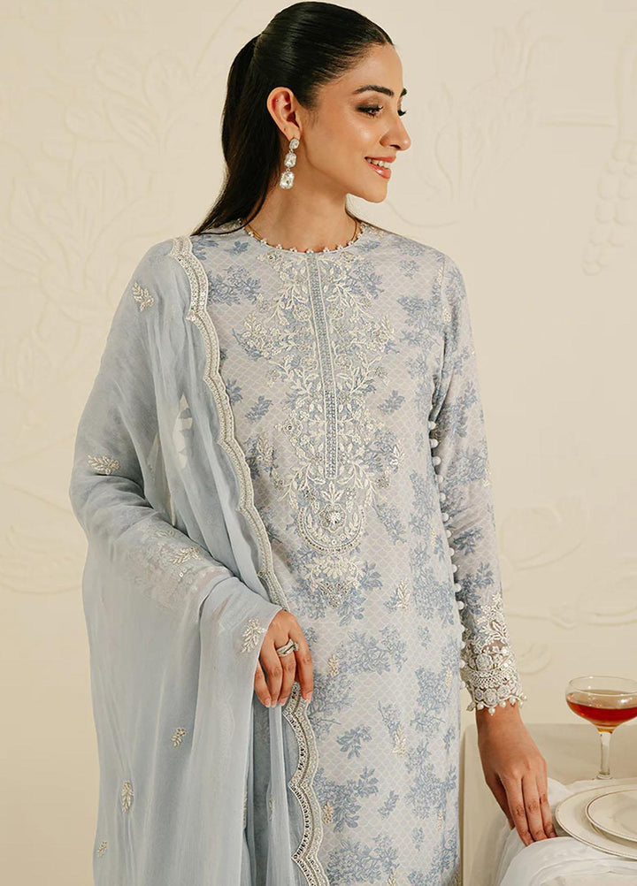 Cross Stitch Embroidered Silk Suits Unstitched 3 Piece CS23TBT Ballard Blue - Festive Collection