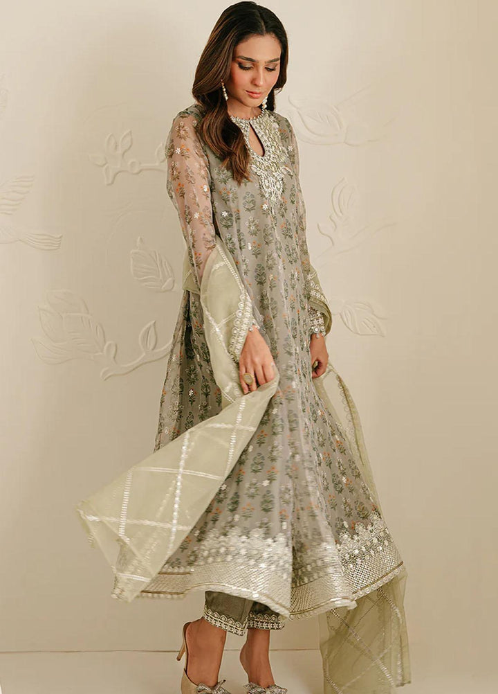 Cross Stitch Embroidered Organza Suits Unstitched 4 Piece CS23TBT Relic Fossil - Festive Collection