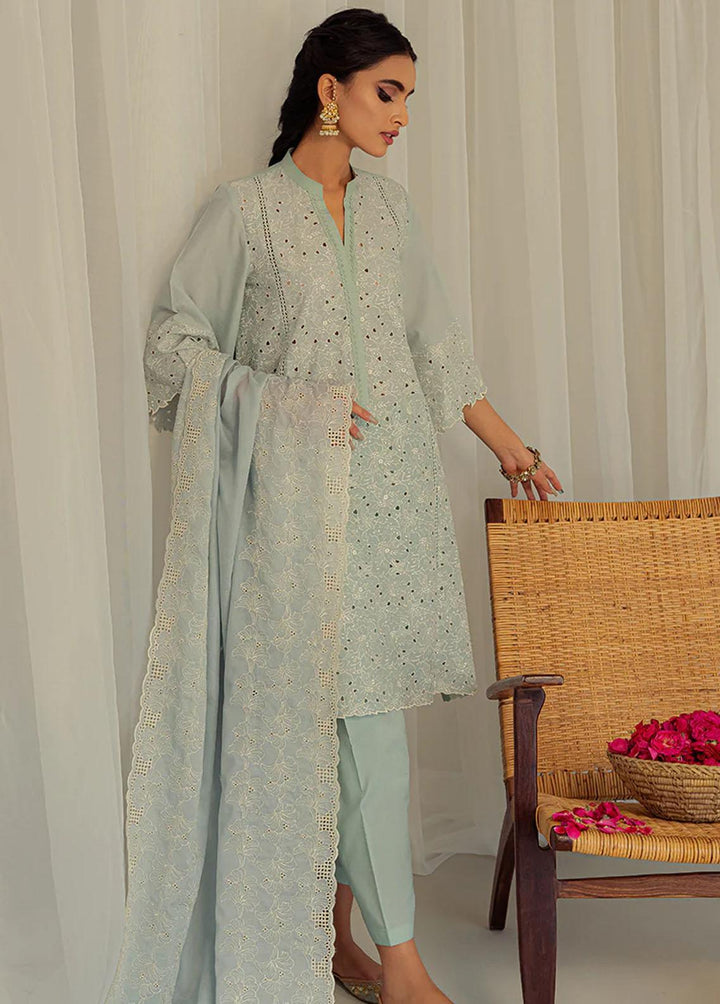 Cross Stitch Embroidered Lawn Suits Unstitched 3 Piece CS23L Blue Ivy - Summer Collection