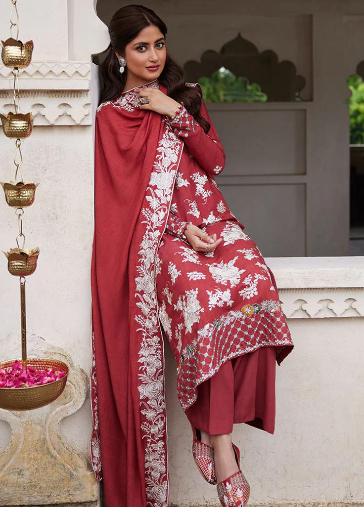Cross Stitch Embroidered Linen Suits Unstitched 3 Piece CS23KL Scarlet Sage - Winter Collection